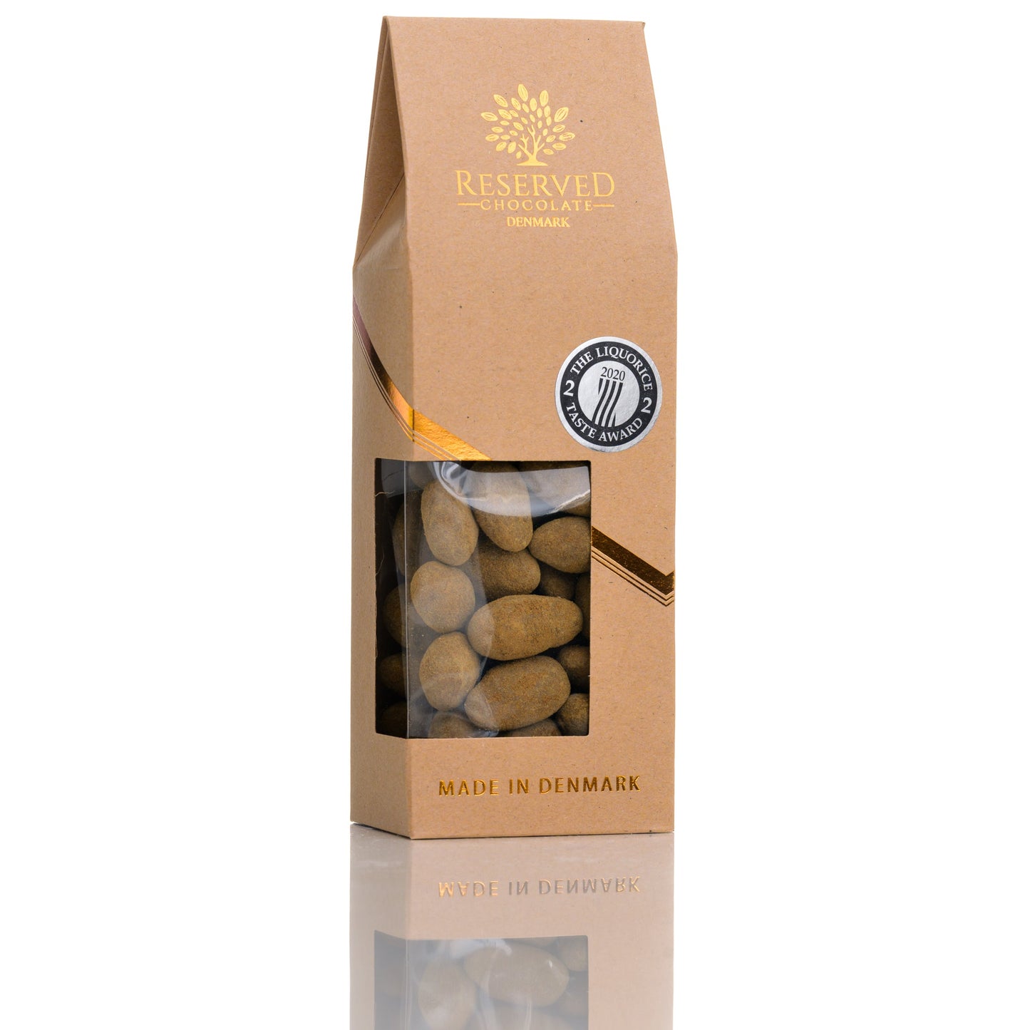 Mandler - Hvid chokolade og lakridspulver.