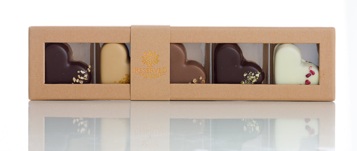 Marcipanhjerter - gaveæske med 5 smage