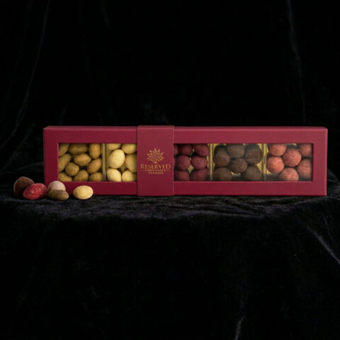 Gaveæske - Chokolademandler 5 smage