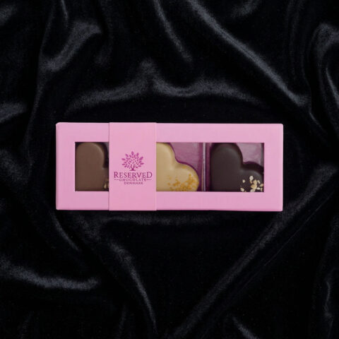 Marcipanhjerter - gaveæske med 3 smage - pink box