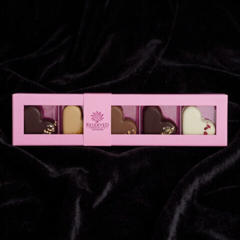 Marcipanhjerter - gaveæske med 5 smage - pink box